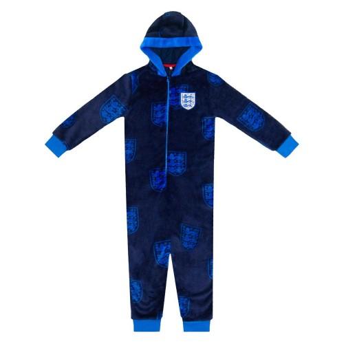 England Childrens/Kids Crest Fleece All-Over Print All-In-One Nightwear