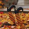 6pcs Pumpkin Bat Witch Legs Decoration Striped Print Witch Feet Lawn Decor  Autumn Decorations
