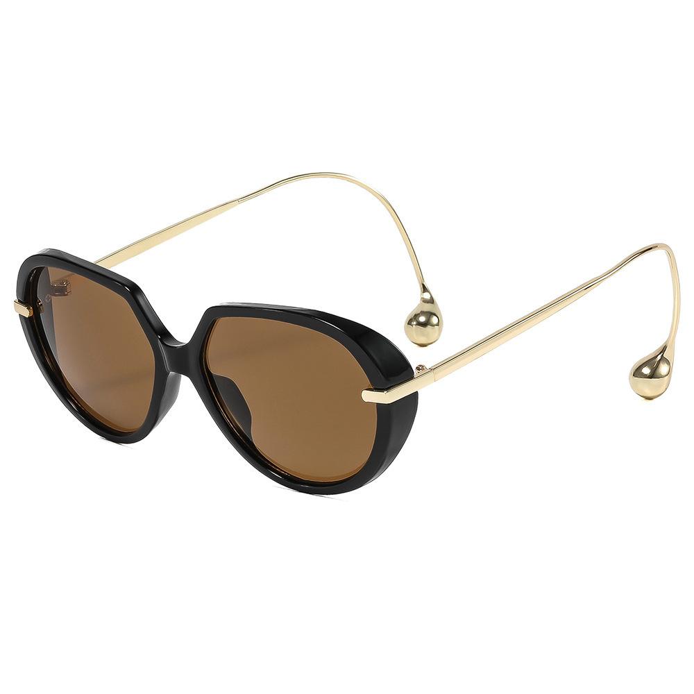 European and American personalized pilot steel ball earrings women's sunglasses advanced sense large frame sunglasses s