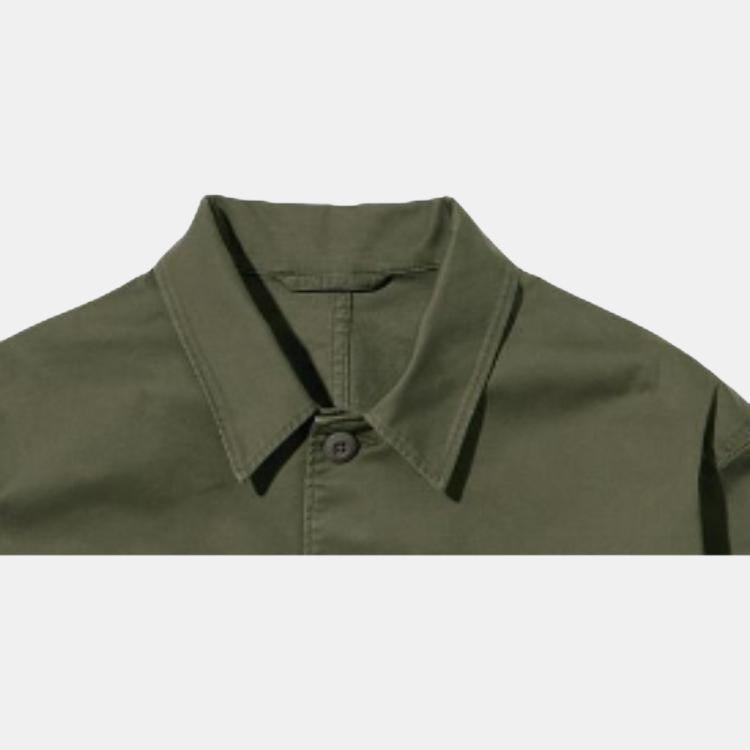 Uniqlo Однотонная рубашка с прямым воротником и длинным рукавом для мужчин Темно-оливковая 451749-57
