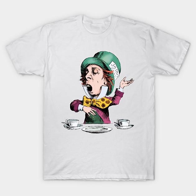 Asian Size Men Print T-shirt The Mad Hatter No-Cut Heat Transfer Print Cotton Tshirt