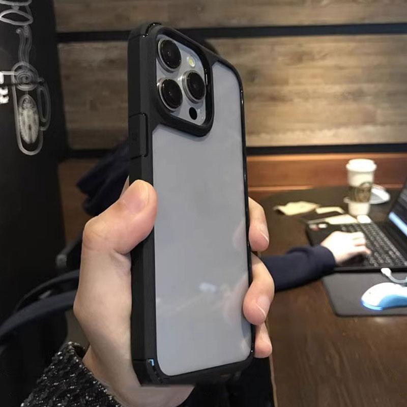 Natural titanium shockproof hard case for iPhone 16 15 14 13 12 11 Pro Max Plus thickened anti fall protection clear phone cover