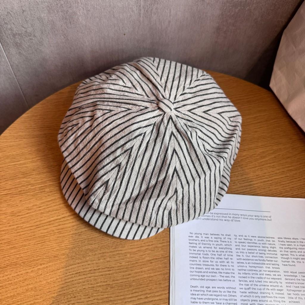 Solid Color Stripes Eight Panel Hat Breathability Women Casual Summer Outfits