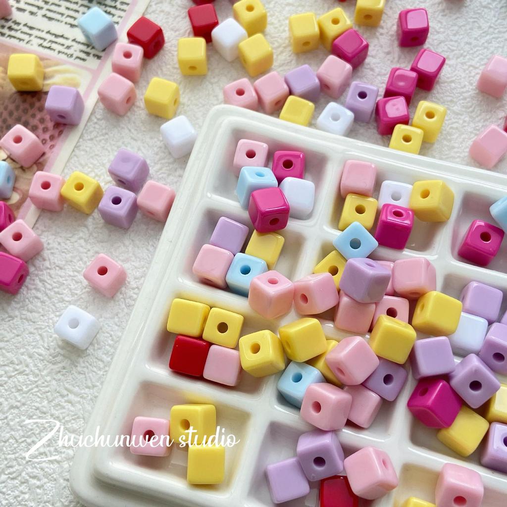 Квадратные акриловые бусины однотонного цвета: Аксессуары для украшений своими руками, цепочки для телефонов, заколки для волос и серьги