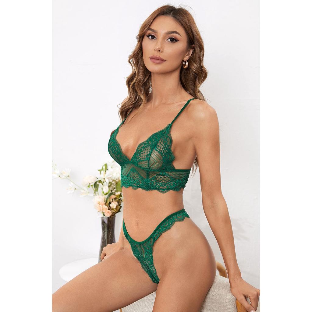 Женский зеленый комплект без косточек с перекрещенными косточками