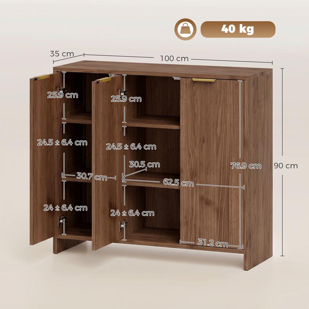 Sideboard Cabinet Modern Storage Cabinet With 3 Doors And Adjustable Shelves For Living Room Dining Room Brown