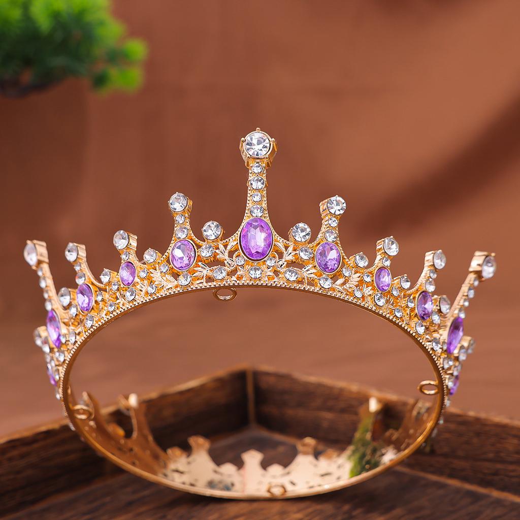 Весь круг диадемы невесты Европейская и американская диадема из страз Аксессуары для волос Свадебное платье День рождения Аксессуары для волос