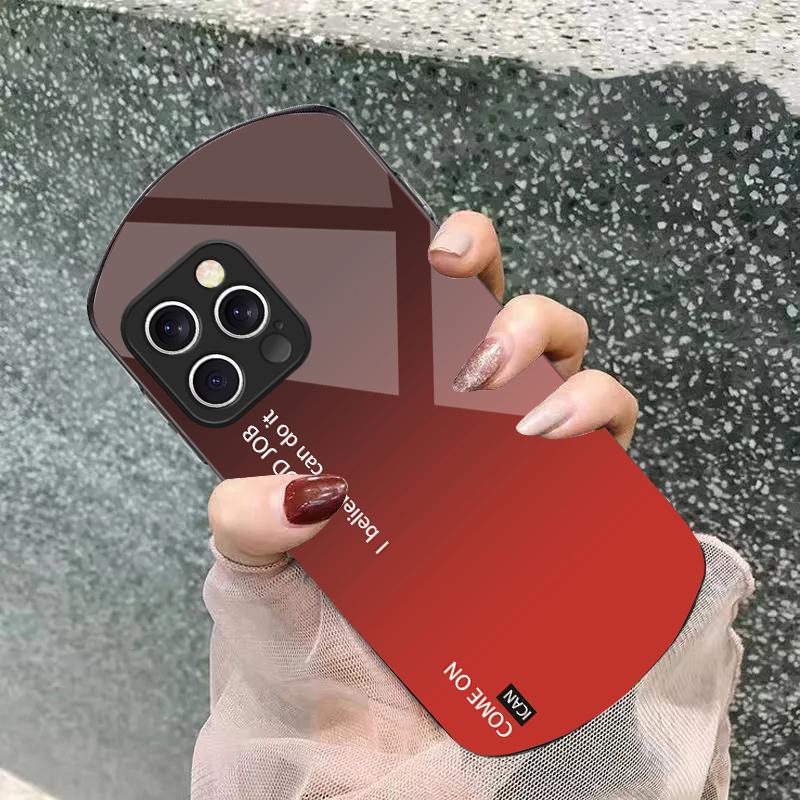 Однотонный градиентный Для iPhone 16 15 14 13 Plus 12 mini 11 Pro Max XR Xs X 7 8 6 6S 2022 Эллиптический чехол для телефона из закаленного стекла