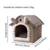 Cat Cave Bed ,Pet House ,Light Grey Removable Cushion Indoor Small Pets Tent Dog Plush for