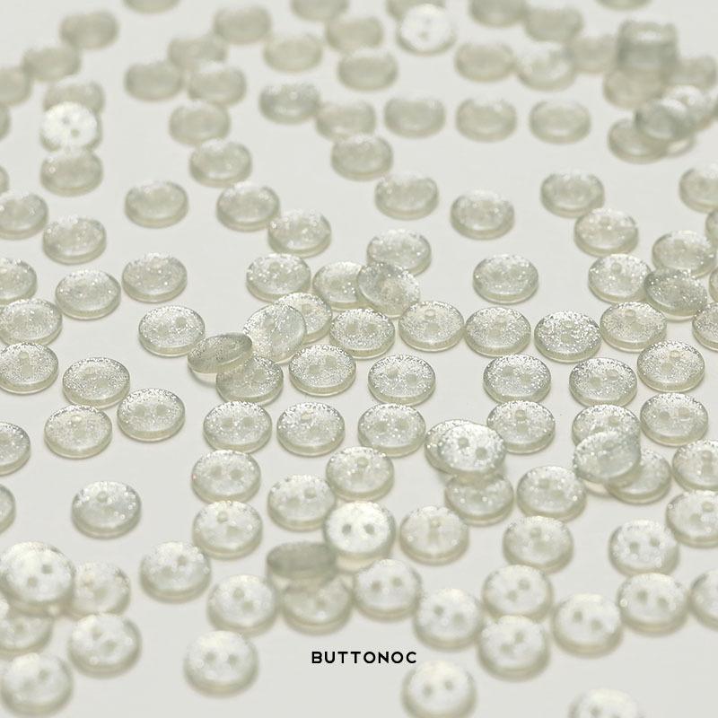 5Pcs Silver Sequined Two-Eye Button Transparent Resin Accessory Knitted Cardigan Sleeve Collar Button Shirt Top Button