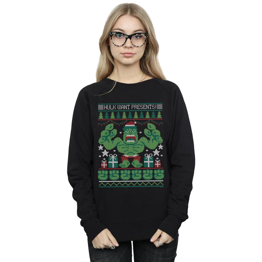 Marvel Womens/Ladies Hulk Want Presents Fair Isle Sweatshirt