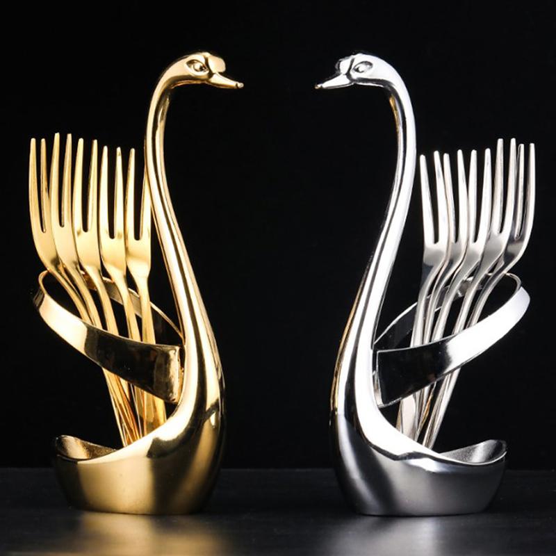 Набор вилок с держателем для фруктов, вилки для салата и десерта из нержавеющей стали