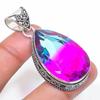 Bi-Color Tourmaline Handmade 925 Sterling Silver Jewelry Pendant 2.17" g4A48