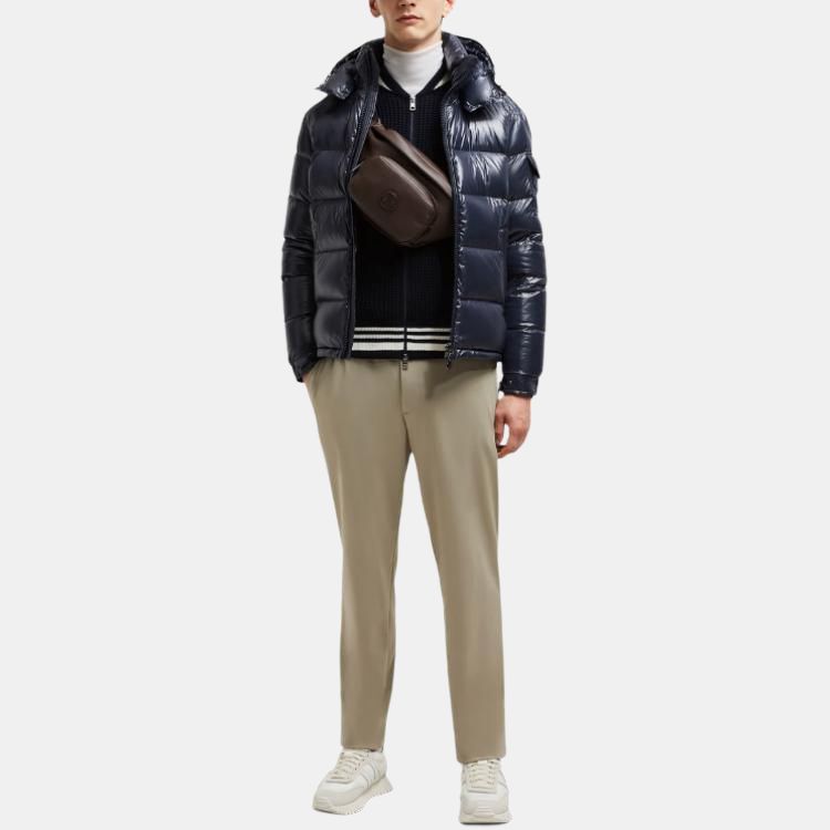 Moncler Maya Hooded Short Down Jacket Down Jacket Unisex Marine Blue K20911A5360068950742