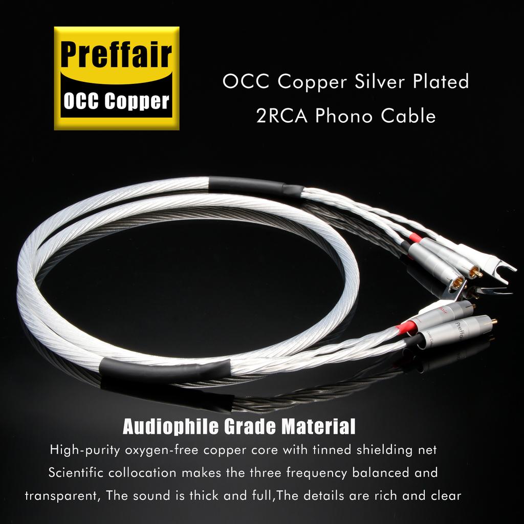 HiFi Phono Cable 2RCA to 2RCA Gold Plated RCA Plug with Ground Wire for LP Vinyl Record Player turntable Silver Foil Shielding
