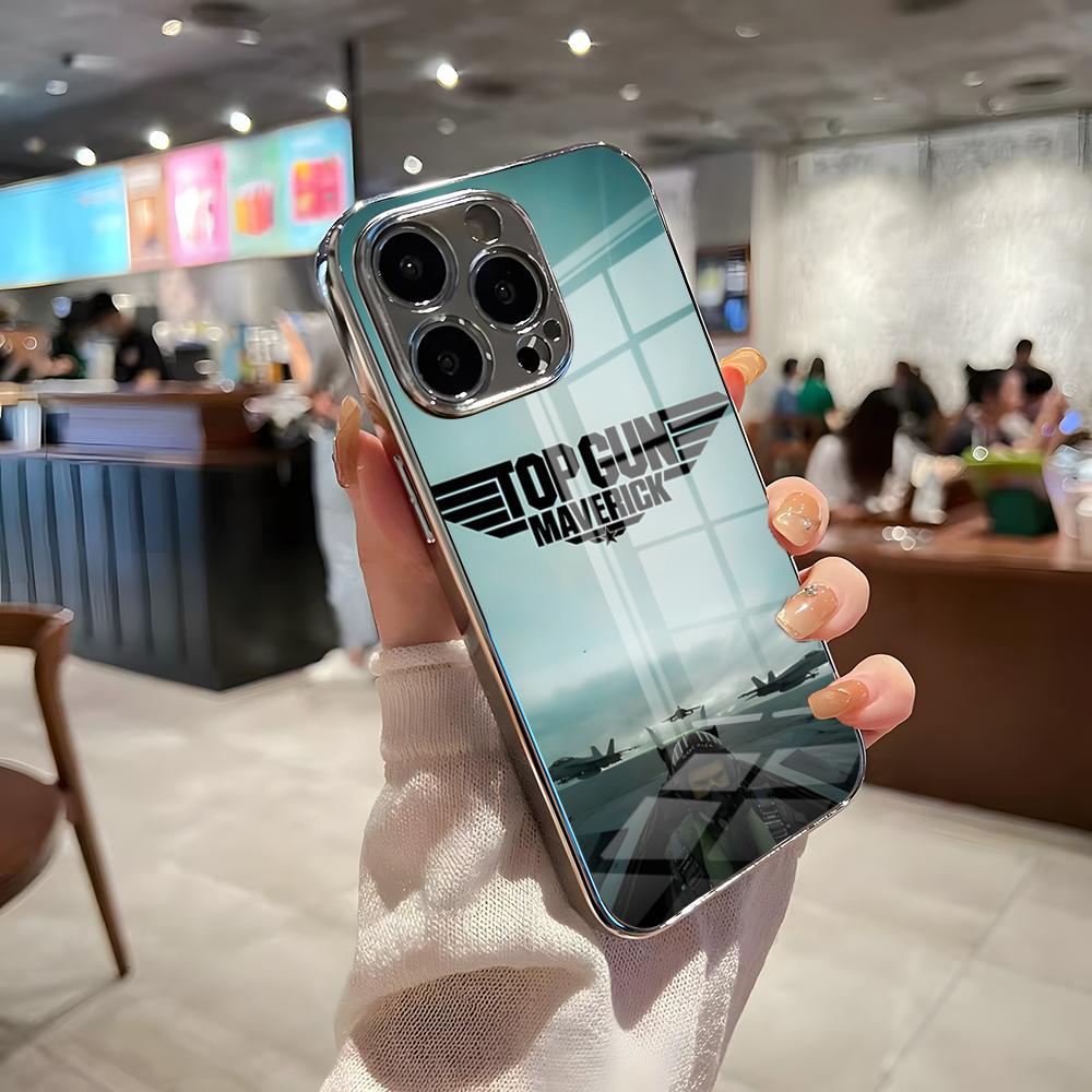 Чехол для телефона Top Gun Maverick Для iPhone 17 Pro Max 15 Pro 16 14 Plus 12 13 Mini 11 Pro Ударопрочный Электрооplated Стеклянная Крышка