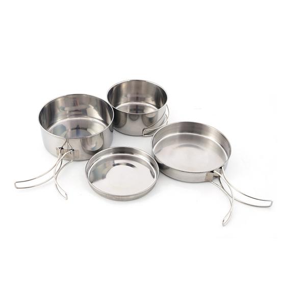 Набор посуды для кемпинга из нержавеющей стали на 44929 человек, кастрюля, сковорода, тарелка из четырех частей