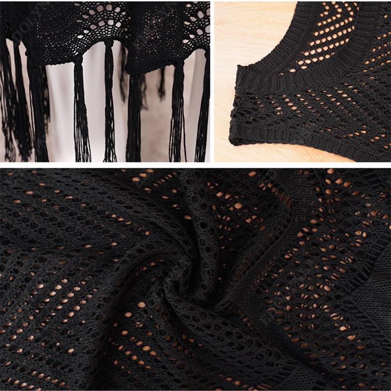 2022 Повседневная вязаная накидка на бикини с вырезом без рукавов и бахромой, облегающее мини-платье, летняя женская пляжная одежда, купальник, накидка Q1398