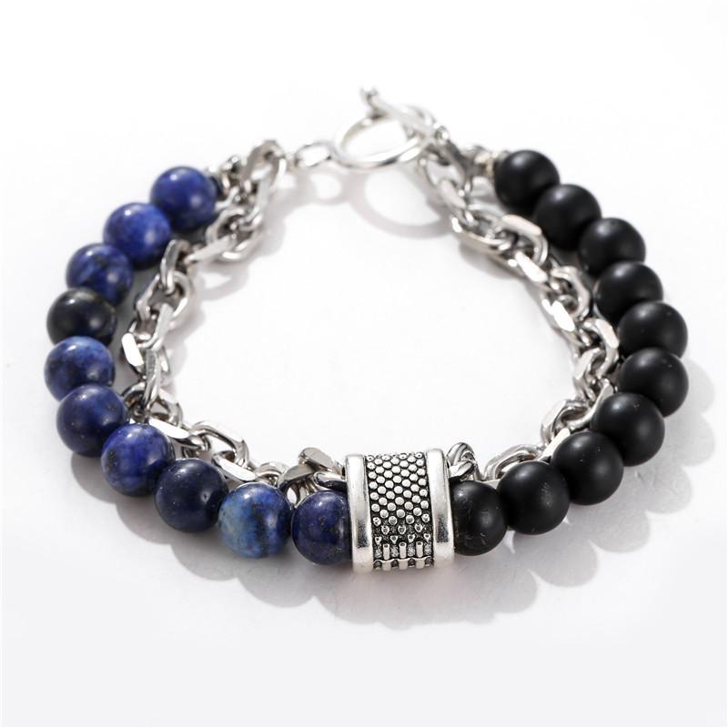 Accessories Punk Frosted Stone Chain Combination Geometric Men's Bracelet Bracelet Accessories Men's