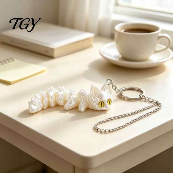 Creative Keychain for Men Women 3D Printed Articulated Fox Keychain, Flexible Joint Animal Pendant with Metal Personalized Bag Key Ring, Desk Figurine