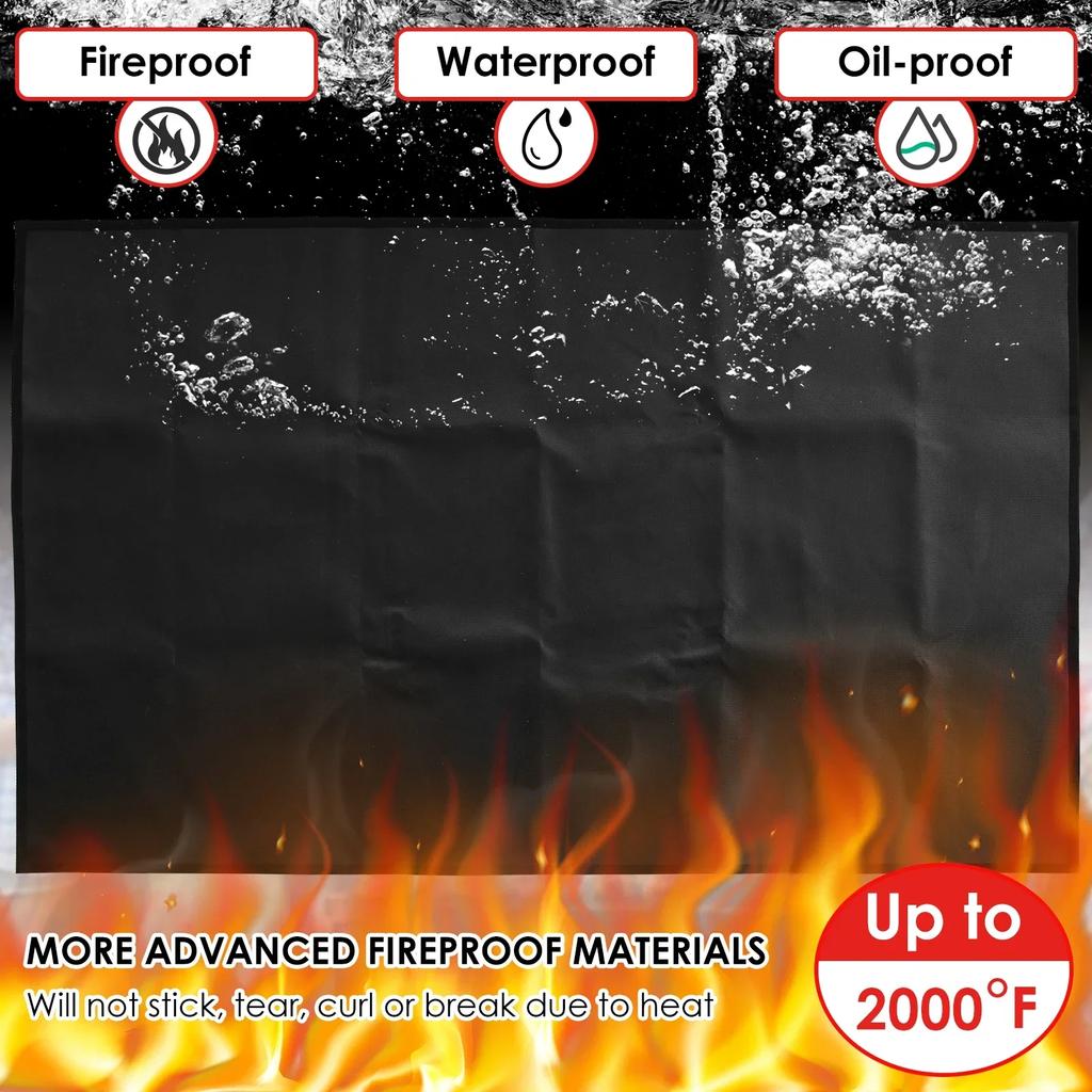 Under Grill Mat for Outdoor Grill,Double-Sided Fireproof Grill Pad Oil-Proof Waterproof BBQ Protector Fireplace/Fire Pit Mat