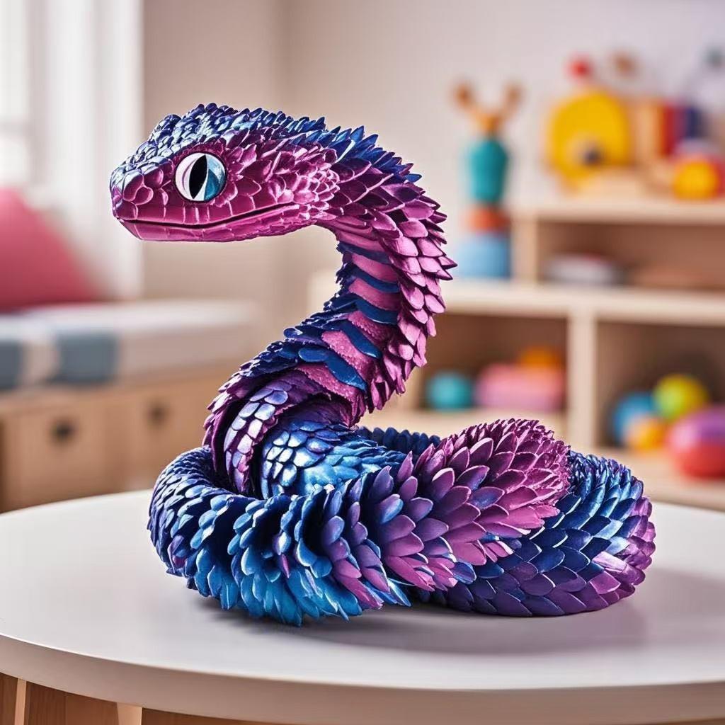 3D-печатная шарнирная игрушка-змея Гадюка-Дракон, статуэтка с подвижными суставами, украшение для дома, подарок, размер 30-60 см