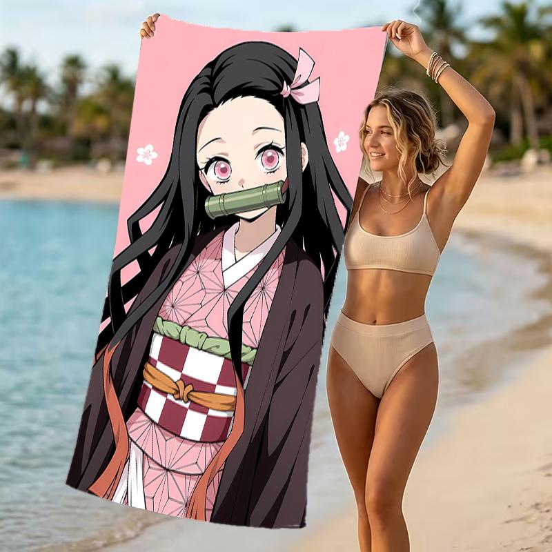Beach Towel with Nezuko Demon Slayer Nezuko Kamado Pattern - soft,absorbent,machine washable Lightweight&Modern,swimming,Travel Essentials