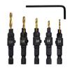 5PCS Countersink Drill Bit Set High Speed Steel with 1 Free Hex Key Wrench for Woodworking and