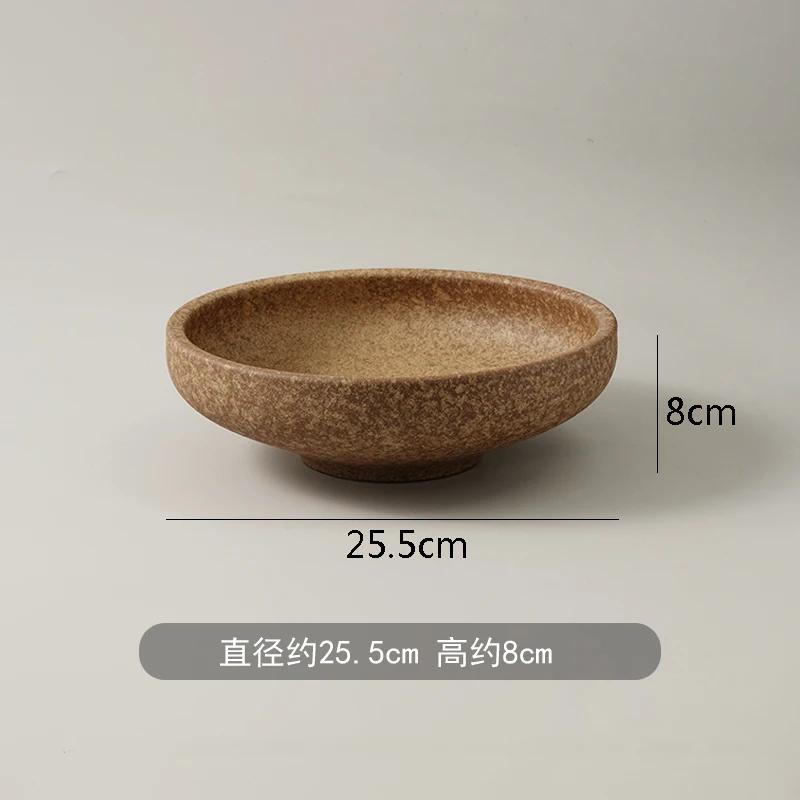 Vintage Frosted Brown Ceramic Plate Restaurant Round Steak Plate Pasta Plate Dessert Plates Snack Plates  Creative Salad Plates