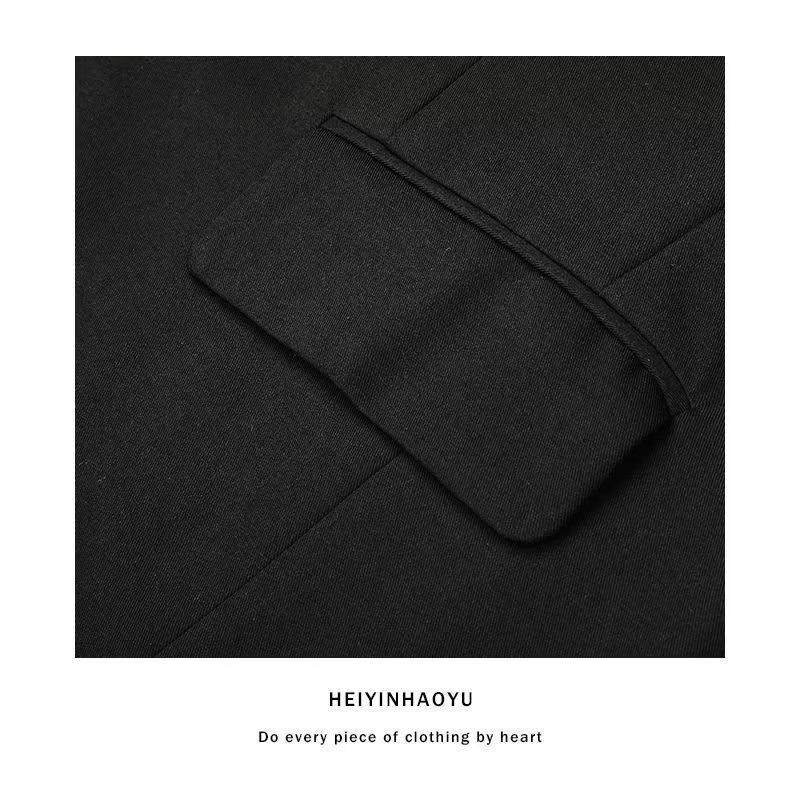 Men's Trendy Retro Loose Black Suit Jacket - High-End Street Style