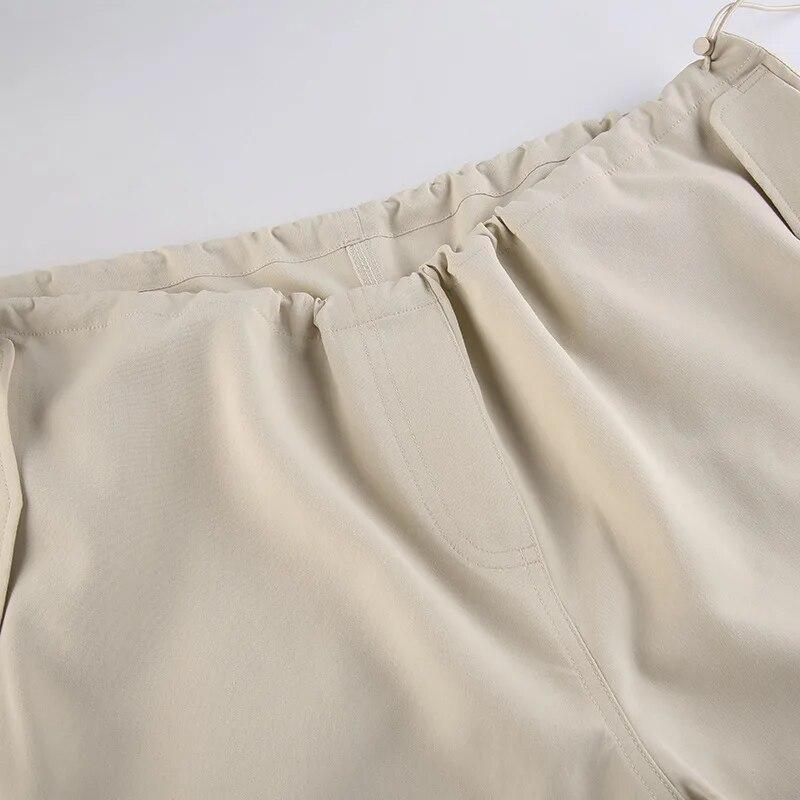 Drawstring Wide Leg Cargo Pants Women Casual Joggers Low Waist Baggy Trousers Streetwear Y2K Sweatpants