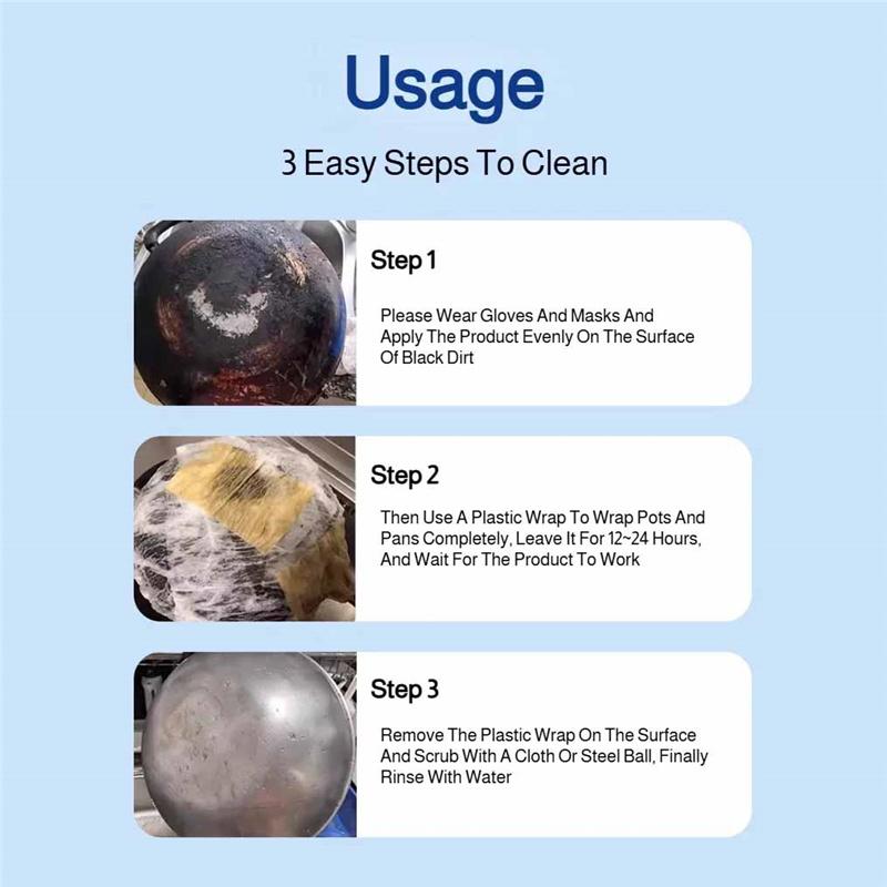 Мощное средство для чистки кастрюль и сковородок из нержавеющей стали Сильный обезжириватель и гель для удаления черного нагара Средство для очистки пригоревшего дна посуды