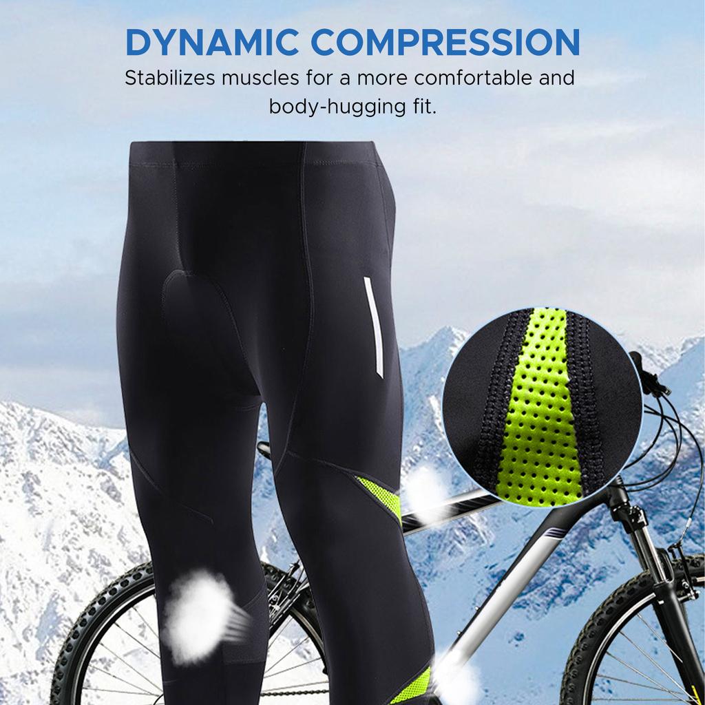Riding Pants Men"s Cycling Pants with Plush Warmth 3D Padding Sweat-Wicking Breathable for Winter