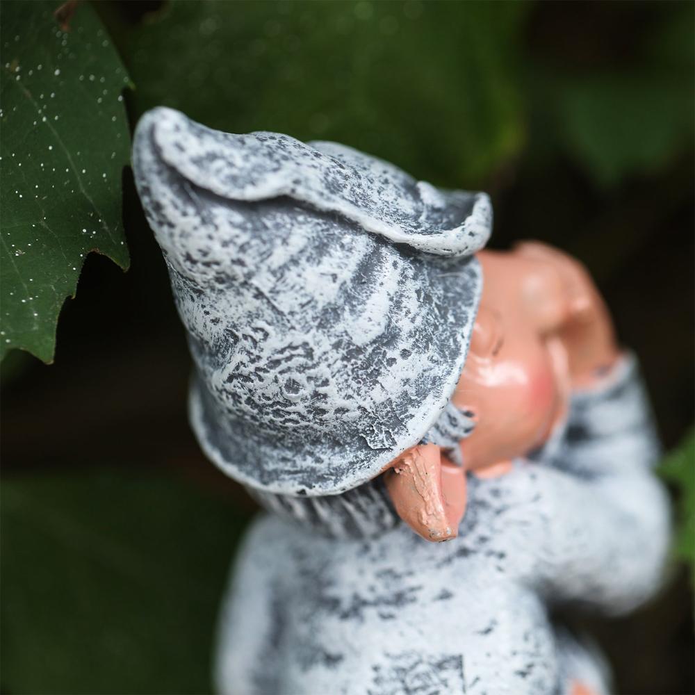 Grey Gag 4.7 Inch Dwarf Elf Figurines Gnome Statue Pooping Garden Tree Decoration
