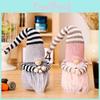 Charming Christmas Gnome Decoration With Striped Long Hats In Cozy Coffee Gray And Pink Perfect For Holiday Decor