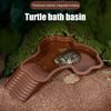 Tortoise Water Bowl with Ramp 2-in-1 Large Reptile Feeding Dish Bathing Pool Aquarium Ornament for Lizard Gecko Turtle Snake Bearded Dragon