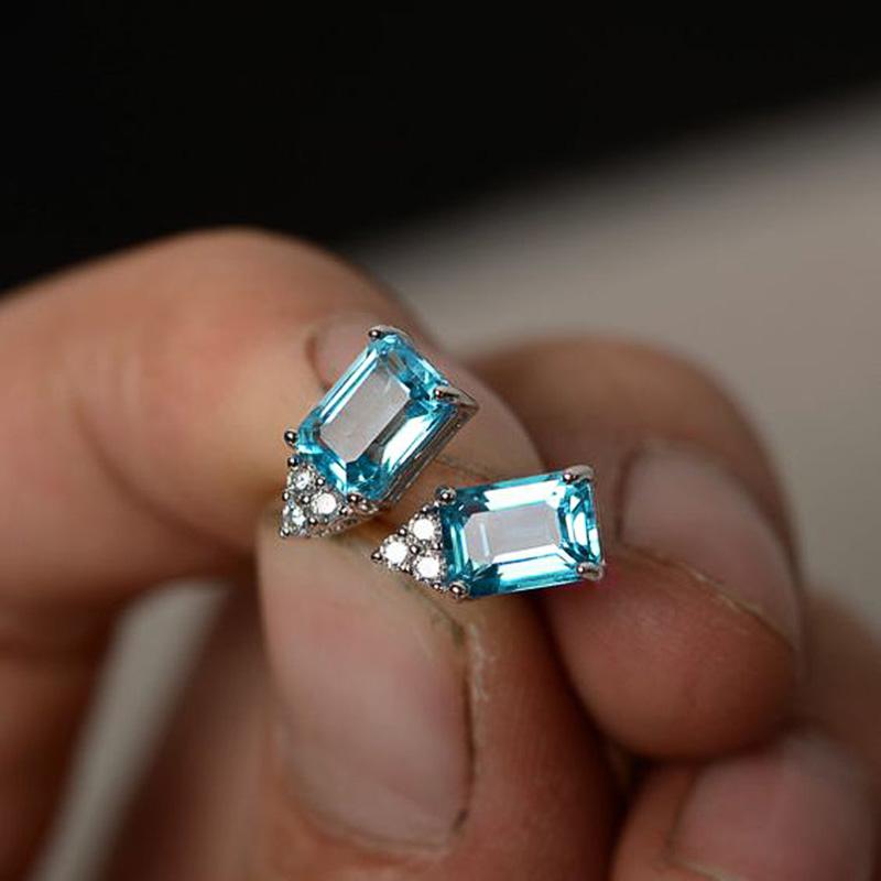 Серьги-гвоздики Huitan Fresh Style Light Blue CZ для женщин, стильные аксессуары, модные украшения для вечеринок, новое поступление