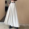 Women Skirt Elegant Flared A-Line Midi Skirt with Pockets Fashionable Solid Color Lady Skirt for Autumn
