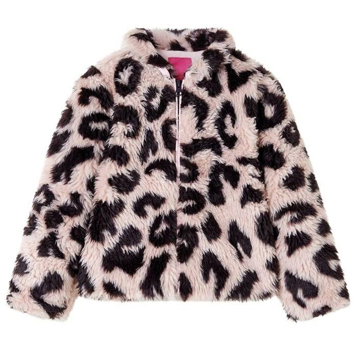 Faux Fur Coat - vidaXL - Child - Light Pink - Turn-Down Collar - Size 116