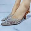 Модные Элегантные Женские Босоножки на Высоком Каблуке с Жемчужной Отделкой Легкие с Острым Носком Свадебные Вечерние Туфли Стилет Сексуальные Летние Туфли из ПВХ для Женщин