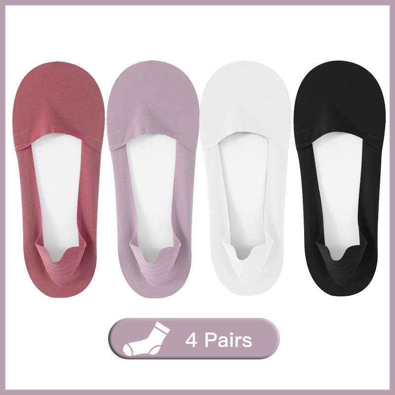 Ice Silk Low Cut Boat Socks for Women Seamless Breathable Silicone Anti Slip Socks Female Invisible Socks