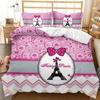 British Style Duvet Cover Set Cartoon Small Fresh I Love Paris Bedding Set For Kid Teen Polyester Paris Street Scene Quilt Cover