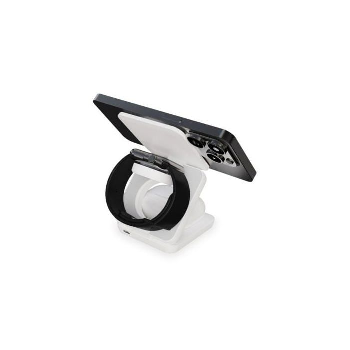 Беспроводная зарядка - KSIX - Cube 3 в 1 - Зарядка 15 Вт - Совместима с Apple Watch и AirPods - Белый