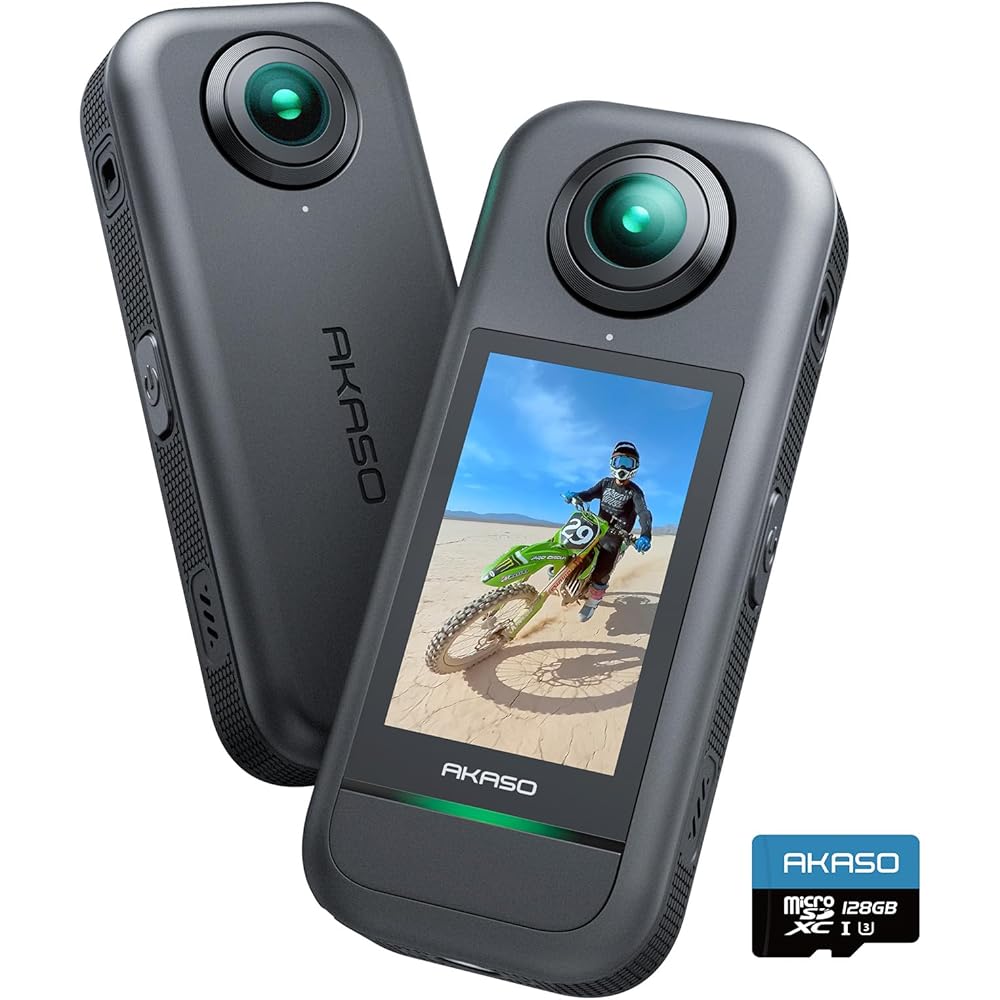 AKASO 360 360-degree Camera Action Camera with 128GB SD Card - 5.7K 360-degree Video, 72MP 360-degree Photos, New 1/2-inch 48MP Sensor, 360° Horizonta