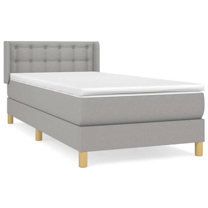 3130545 vidaXL Divan Bed with Mattress Light Grey 80x200 Cm Fabric
