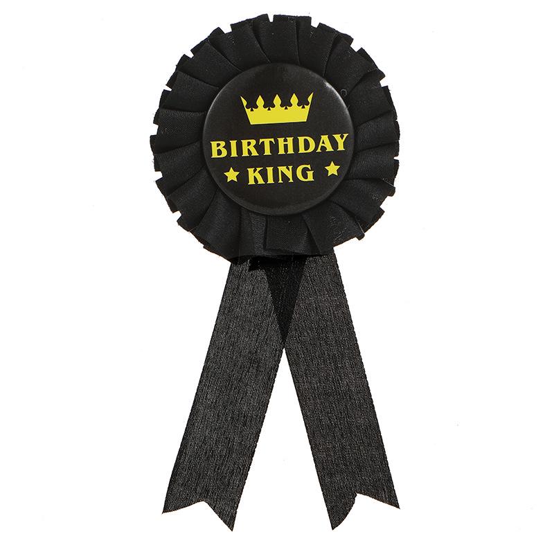 Men’s Birthday King Badge - Blue, Gold & Black Party Corsage