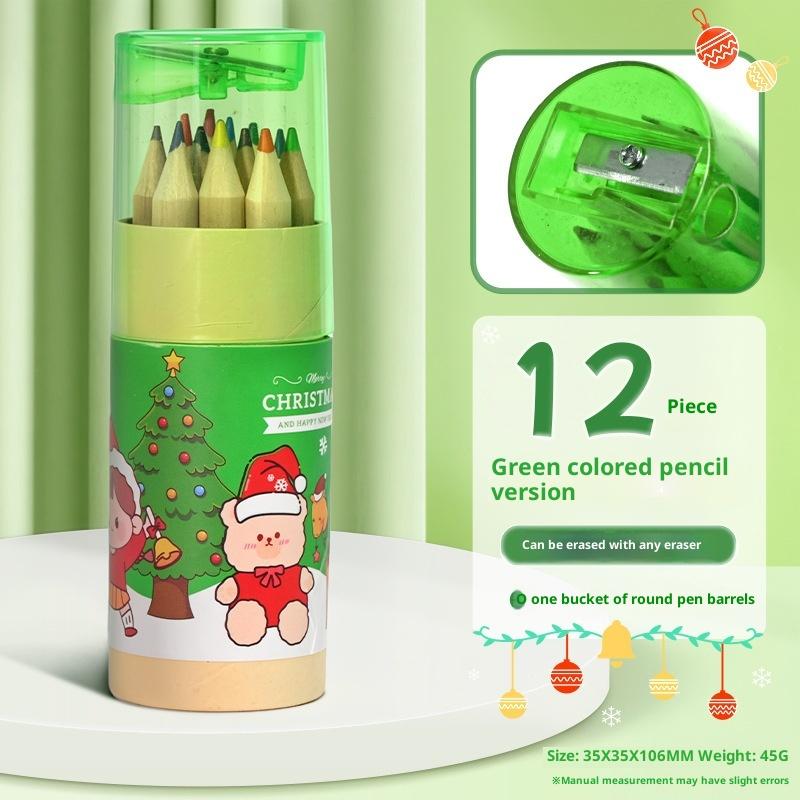 12 Color Christmas Pencil Filled Graffiti Art Painting Brush Drawing Pencils Sketching Pen Stationery Supplies Christmas Gifts