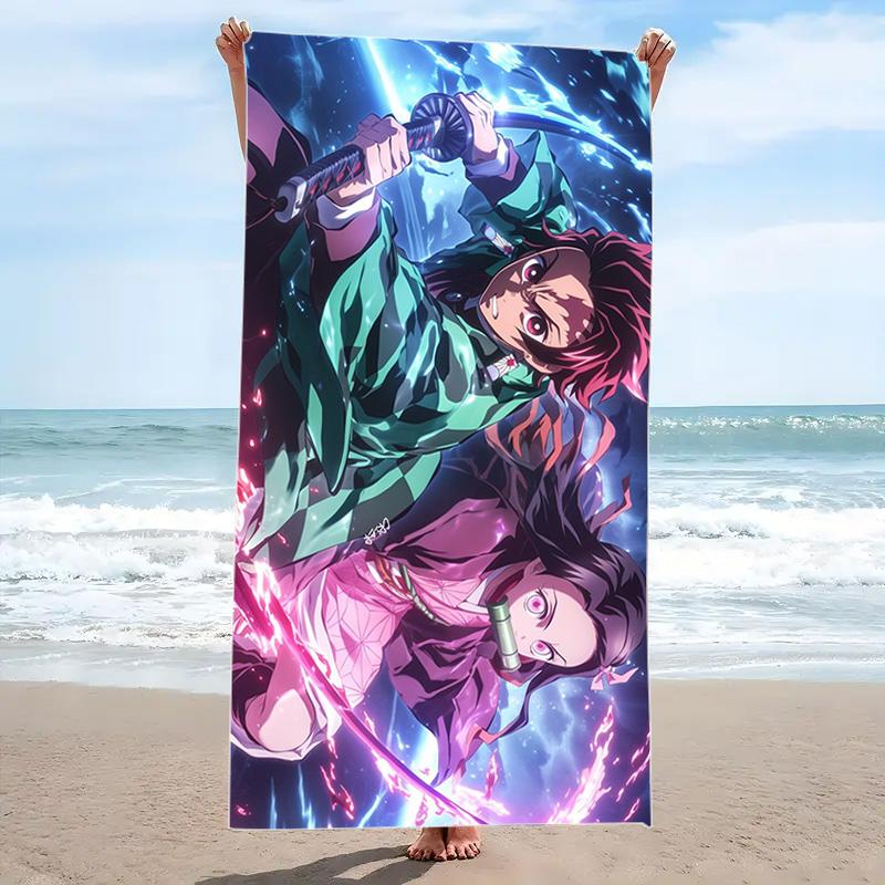 Nezuko Print Beach Towel, Large Soft Quick Dry Towel for Beach Camping Swimming