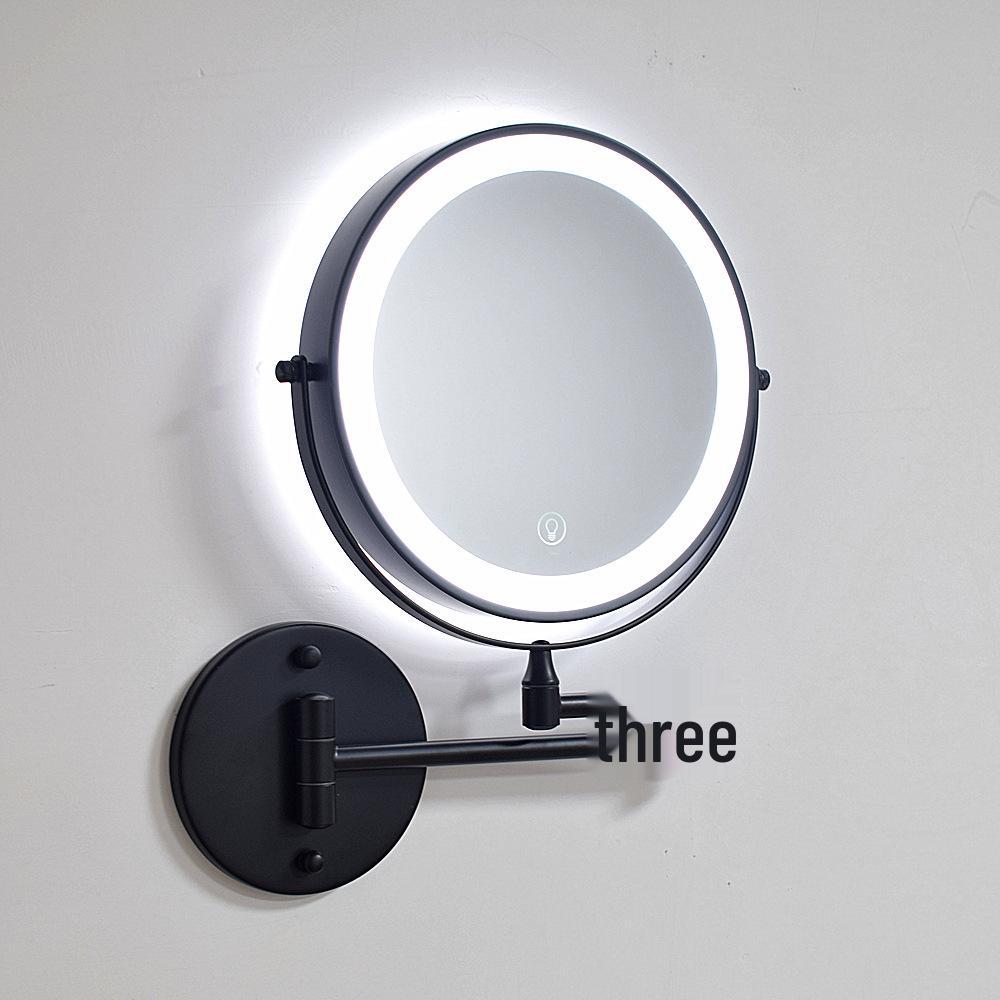 8-Inch Double-Sided LED Makeup Mirror: Wall-Mounted, Folding, Retractable, Lighted, Magnifying, Rechargeable Bathroom Vanity Mirror.