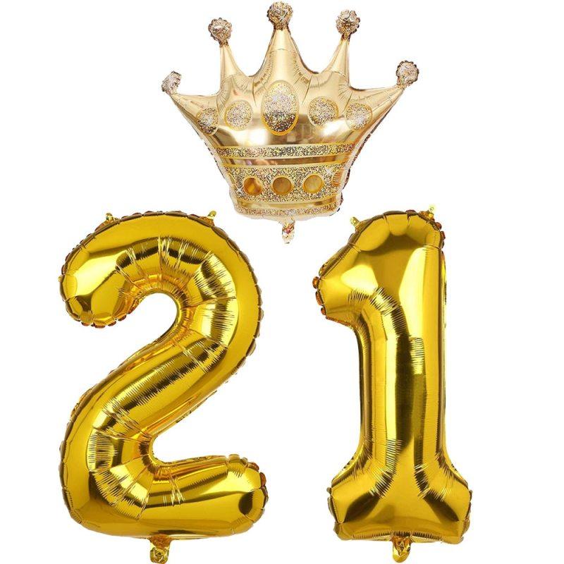 10, 18, 20, 30, 40, от 50 до 90 лет, детский, взрослый, день рождения, вечеринка, набор воздушных шаров с золотой короной и номером
